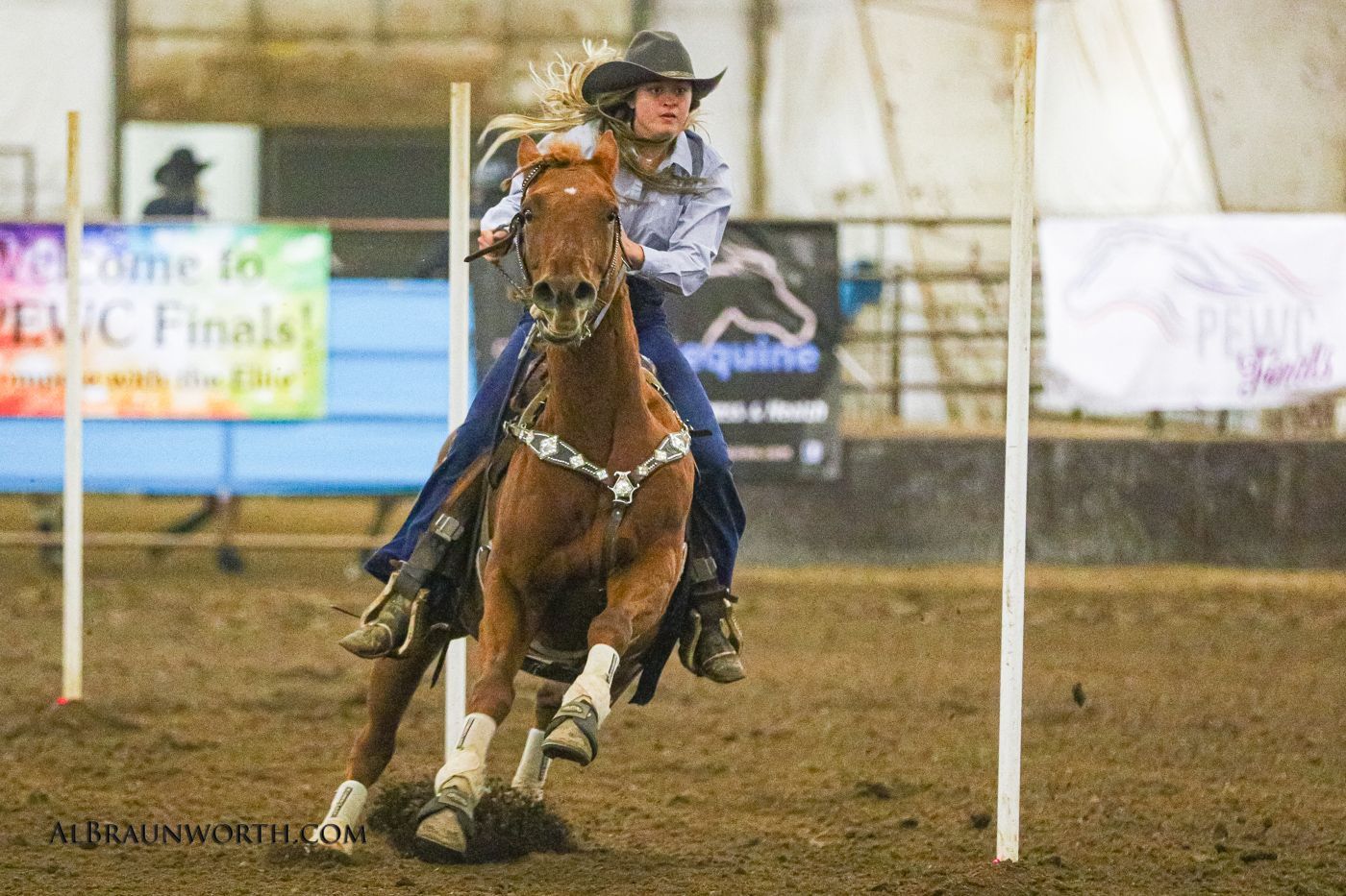A rider running the poles at the PEWC Finals