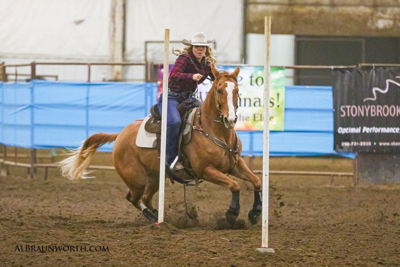 Turning a pole at R&J Arena